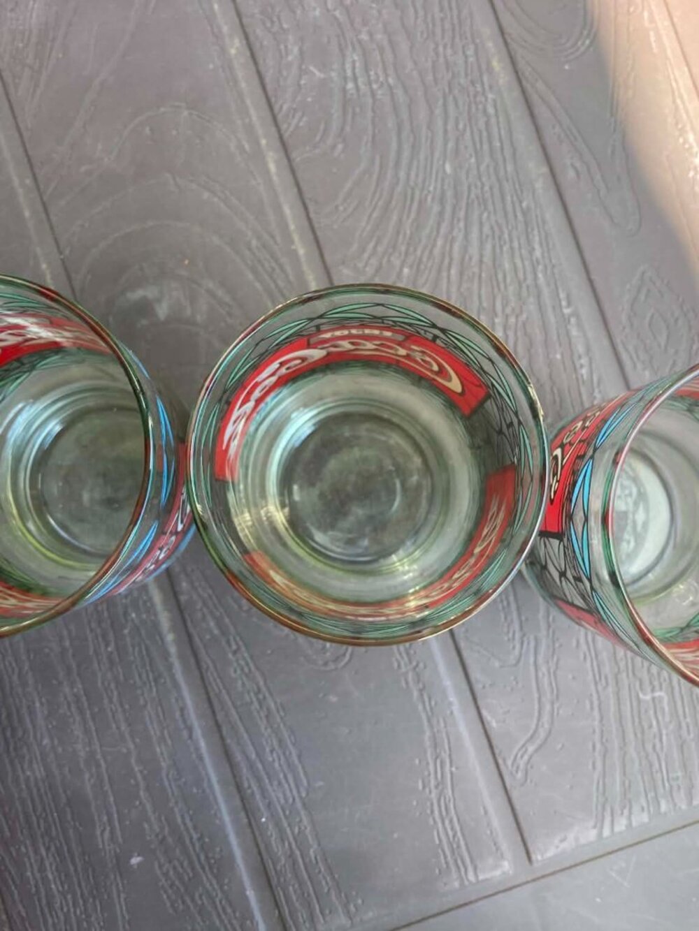 LOT OF 3 RARE 1970s Coca Cola stained glass Enjoy style Vintage 12oz Tumblers - Picture 4 of 5